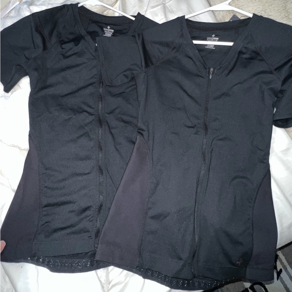 2 Tommie Copper Black Zip-Up support tops NWT